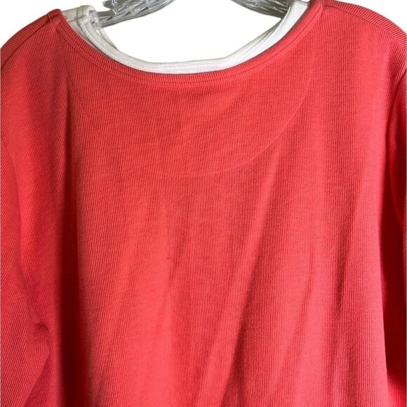 SPORTS Savvy Women's Vintage Flower Embroidered Coral & White 3/4 Sleeve Size 1X - Picture 10 of 11